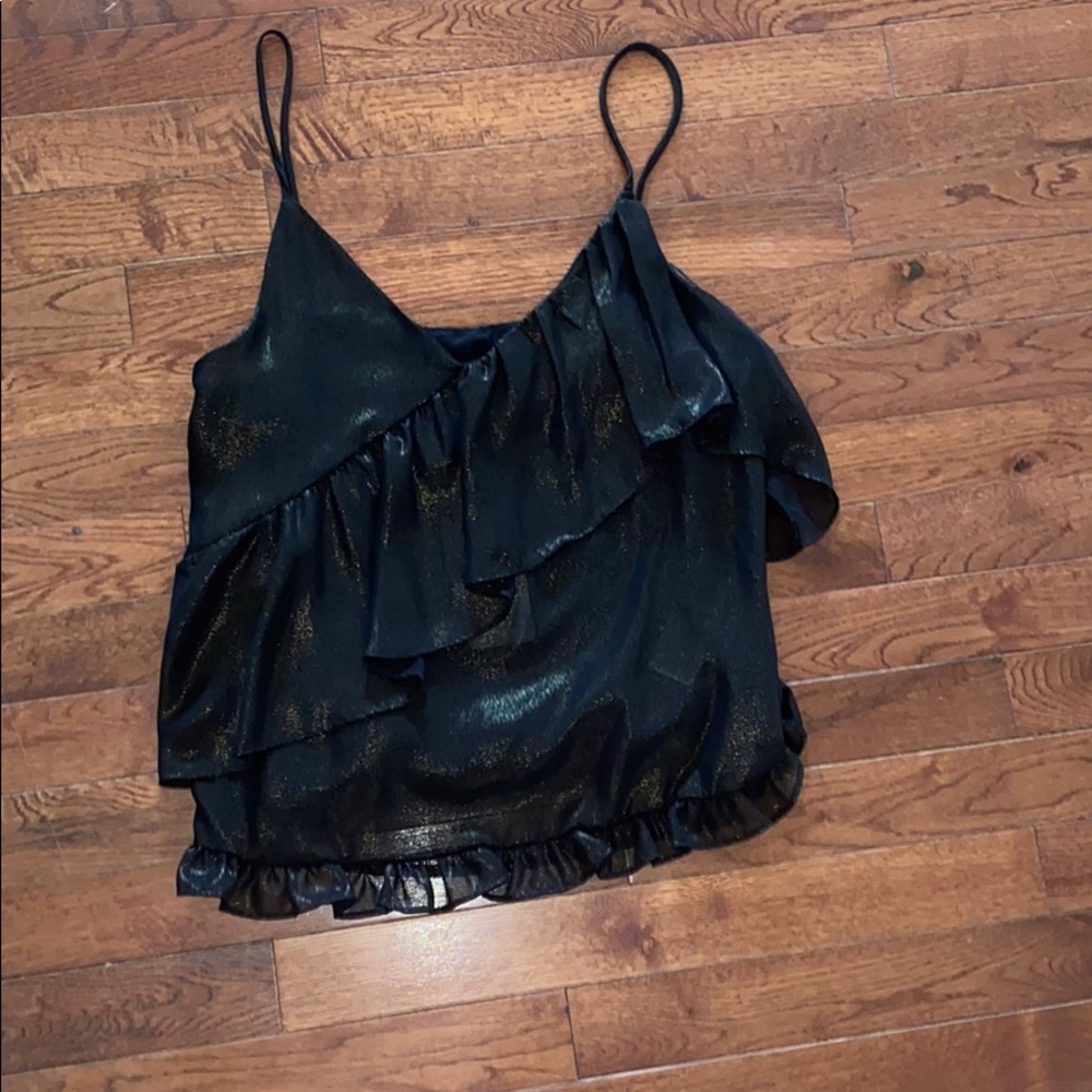 Gold and black spaghetti strap blouse